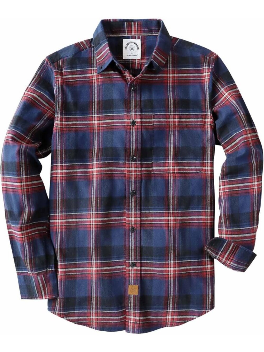Men's Casual Flannel Shirt - 6 oz Cotton Long Sleeve Button Down Top